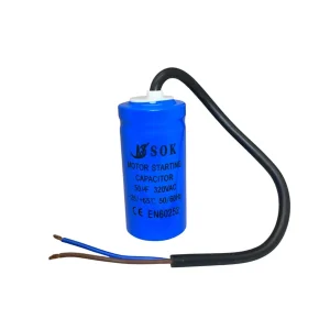 Säker betalning Startkondensator (50µF) 320V 50/60Hz Ø42x80mm kabel 25cm Blå
