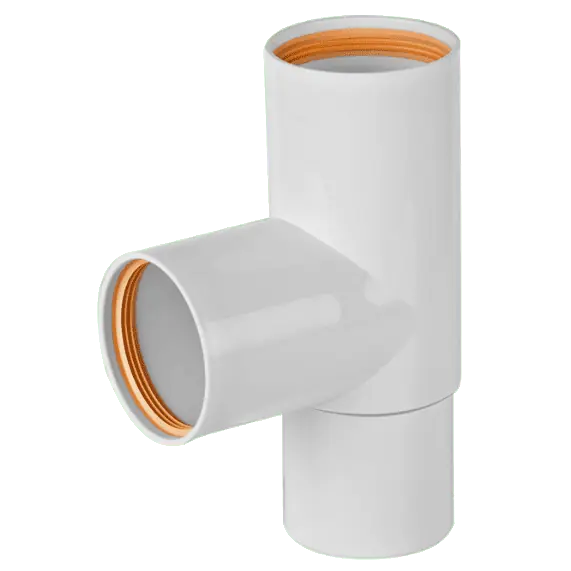 Begränsat erbjudande T-rör Falu Vulk 75090 med 2 muffar vit PP 50 mm, Faluplast