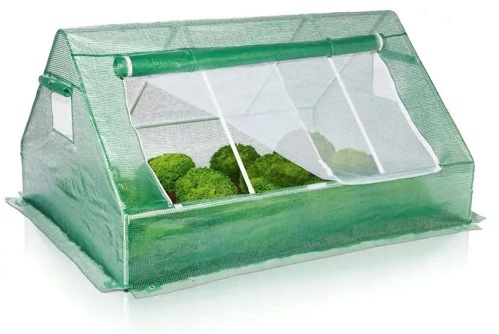 Plastväxthus, 180 x 140 x 94 cm låg odlingstält för utomhusbruk GardenLine, växthustält med transparent grön folie, fönster med nät Trygg betalning